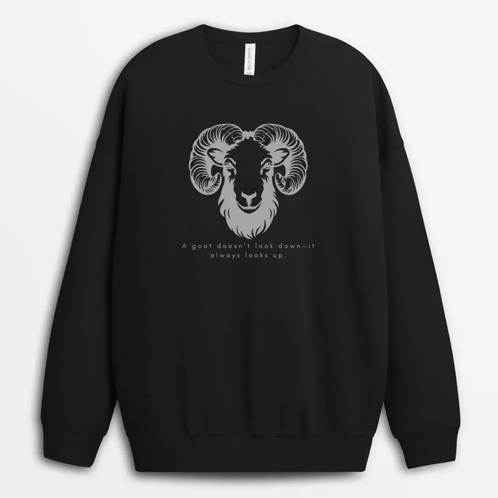 A Goat Doesnt Look Downit Always Looks Up Sunyxgap Sweatshirt - Black