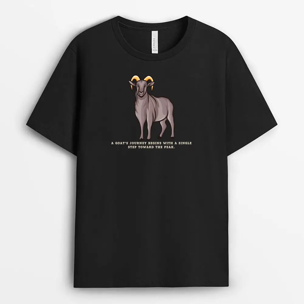 A Goats Journey Begins With A Single Step Toward The Peak Sunyxgap T-Shirt - Black